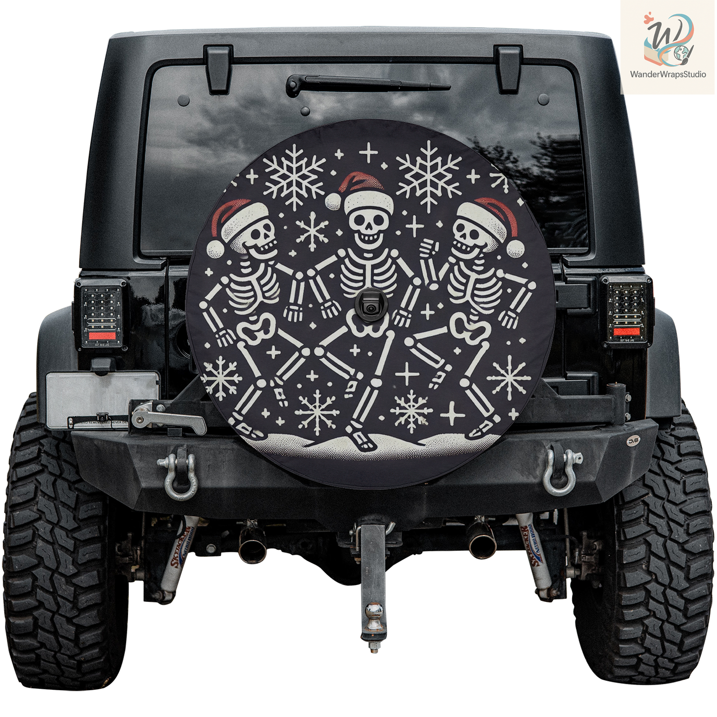 Skeleton Dancing Spare Tire Cover – Waterproof UV Resistant Protector with Camera Hole