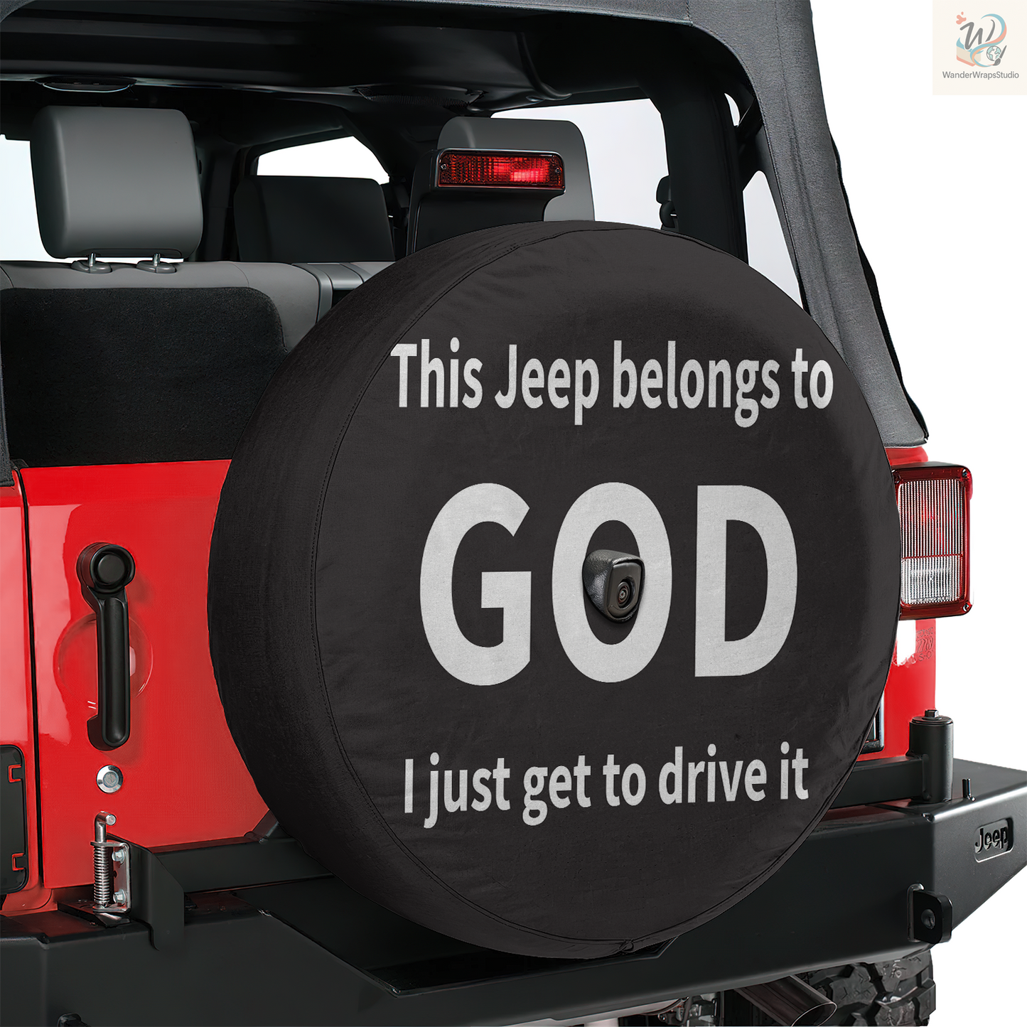 This Jeep Belongs To God Spare Tire Cover – Waterproof UV Resistant Protector with Camera Hole