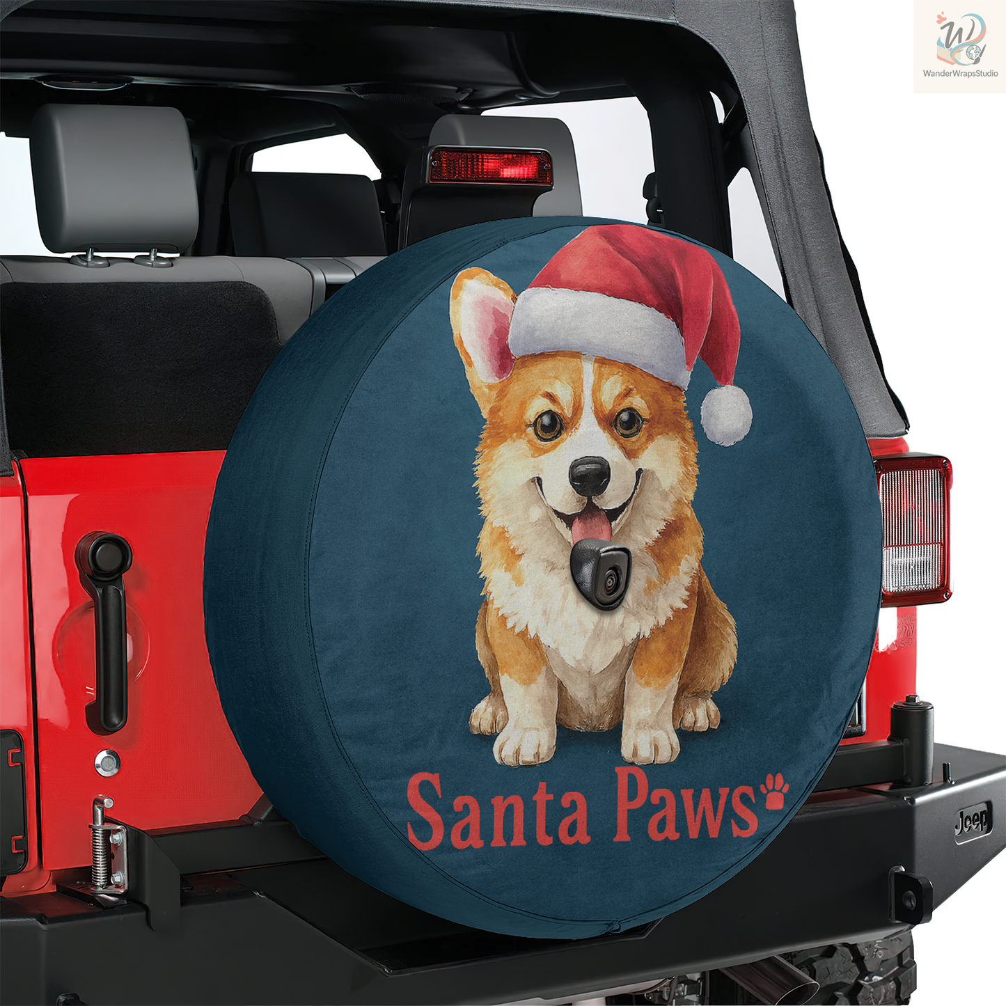 Santa Paws Spare Tire Cover – Waterproof UV Resistant Protector with Camera Hole