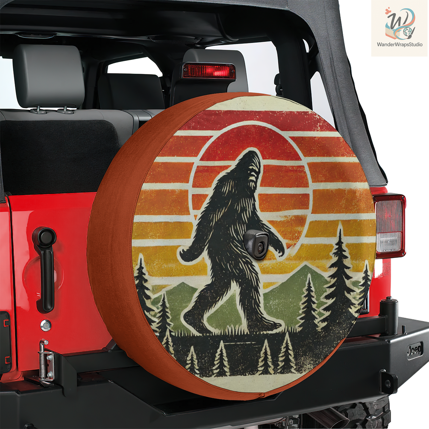 Retro Big Foot Spare Tire Cover – Waterproof UV Resistant Protector with Camera Hole