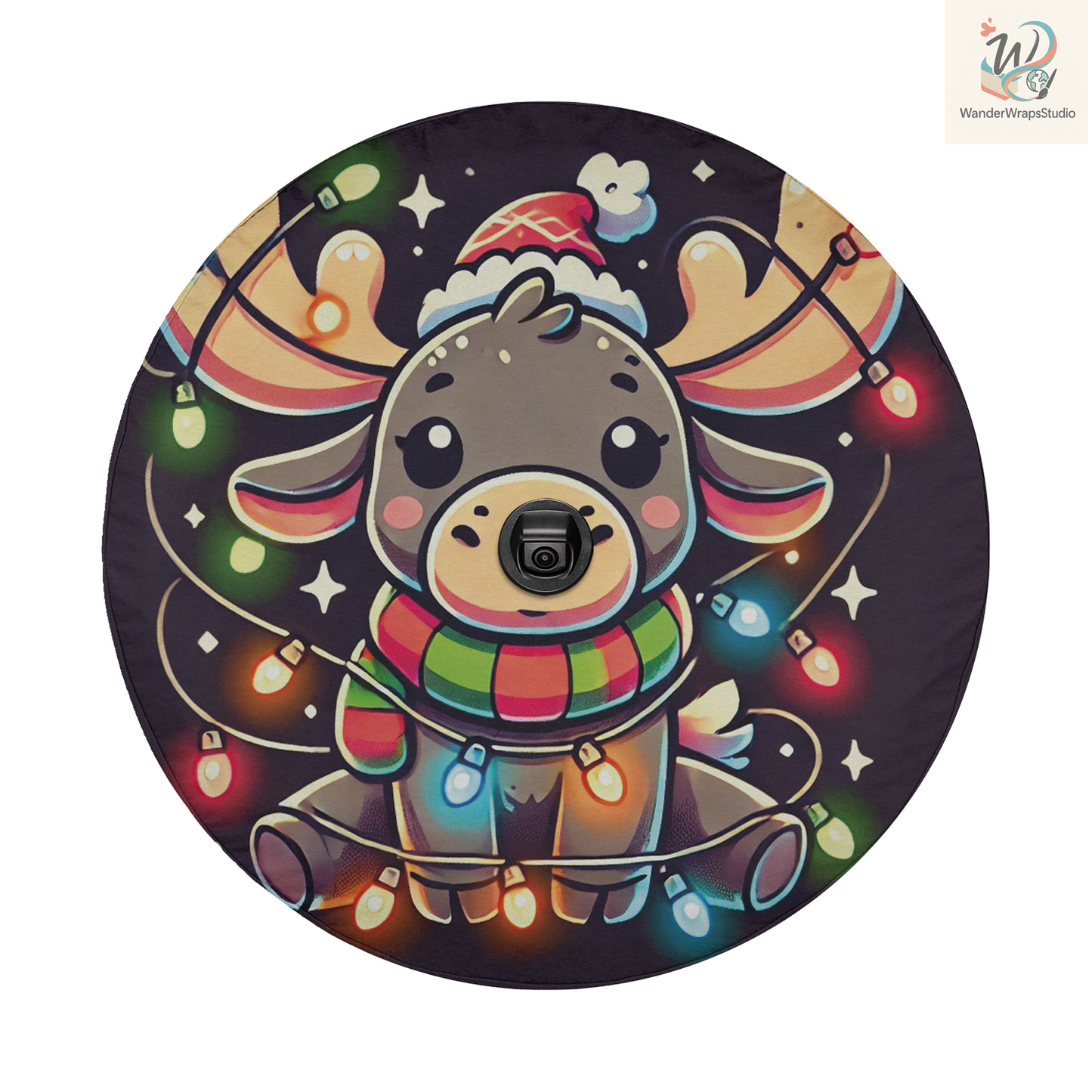 Merry Christmas Moose Spare Tire Cover – Waterproof UV Resistant Protector with Camera Hole
