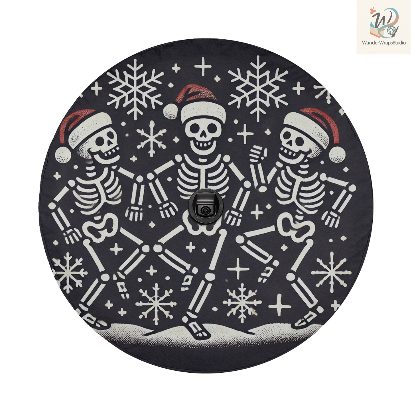 Skeleton Dancing Spare Tire Cover – Waterproof UV Resistant Protector with Camera Hole