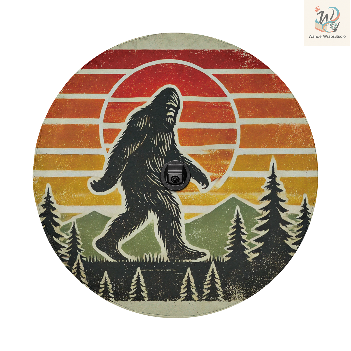 Retro Big Foot Spare Tire Cover – Waterproof UV Resistant Protector with Camera Hole