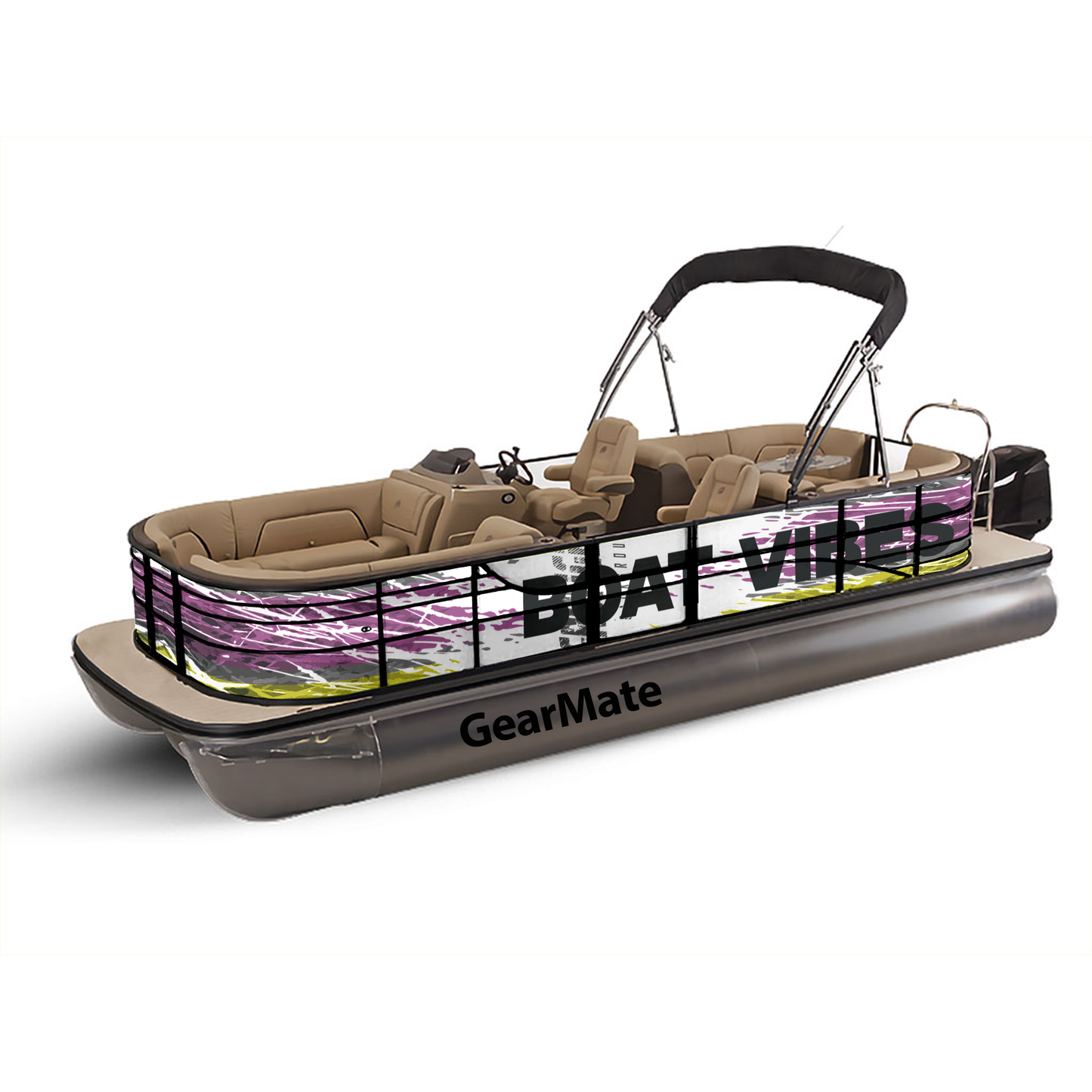 Pontoon Boat Vibes Boat Wrap Decal (Left and Right Sides) – Custom Vinyl Graphic Kit | Durable, Weatherproof, DIY Install