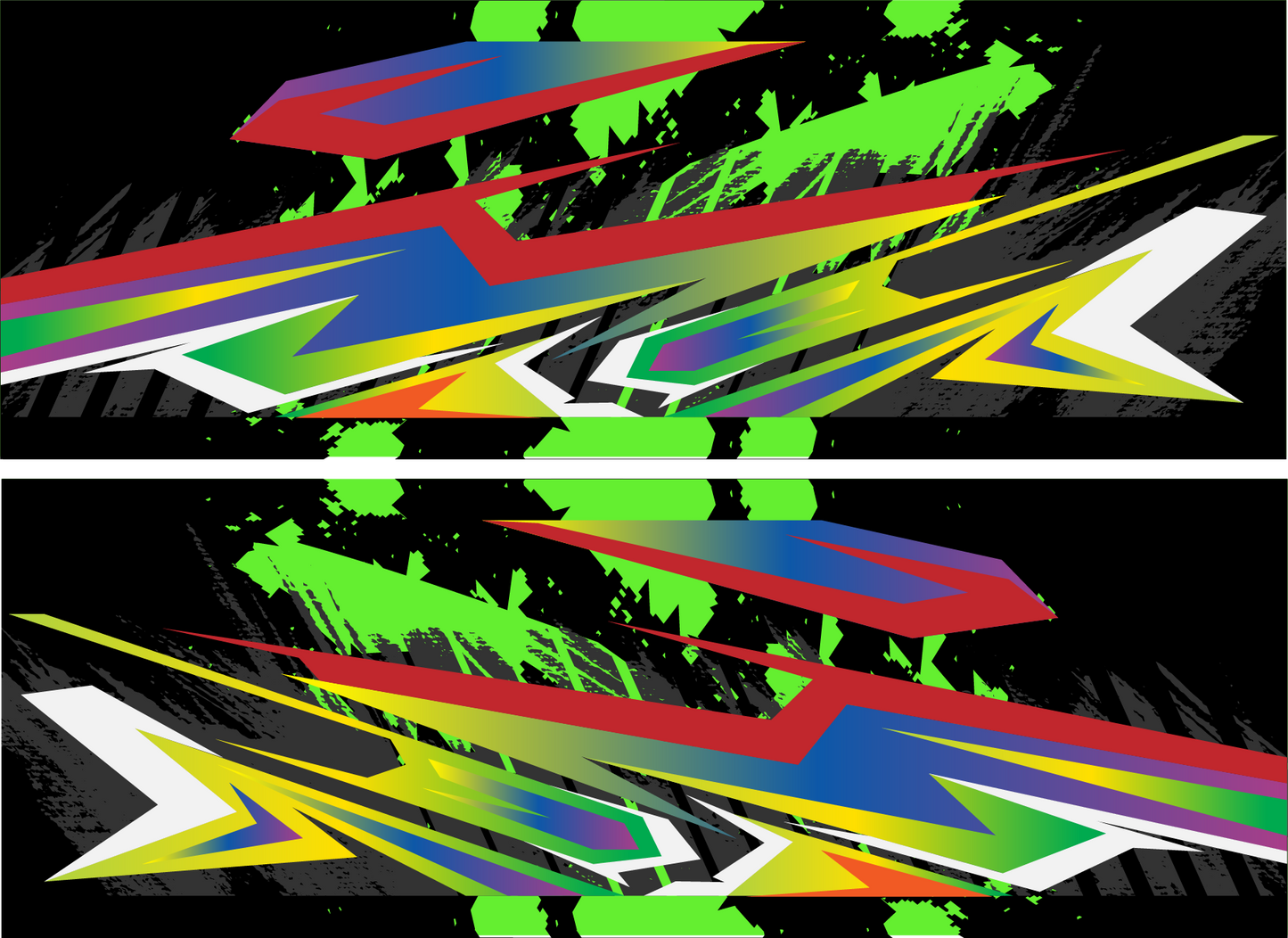 Green Mix Rocker Panel Graphic Decal Kit (Left & Right Sides) - High Quality Vinyl for Trucks & SUVs