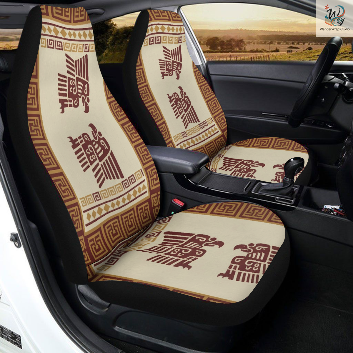 Egyptian Pattern Car Seat Covers – High Quality Graphic and Polar Fleece Protector Set