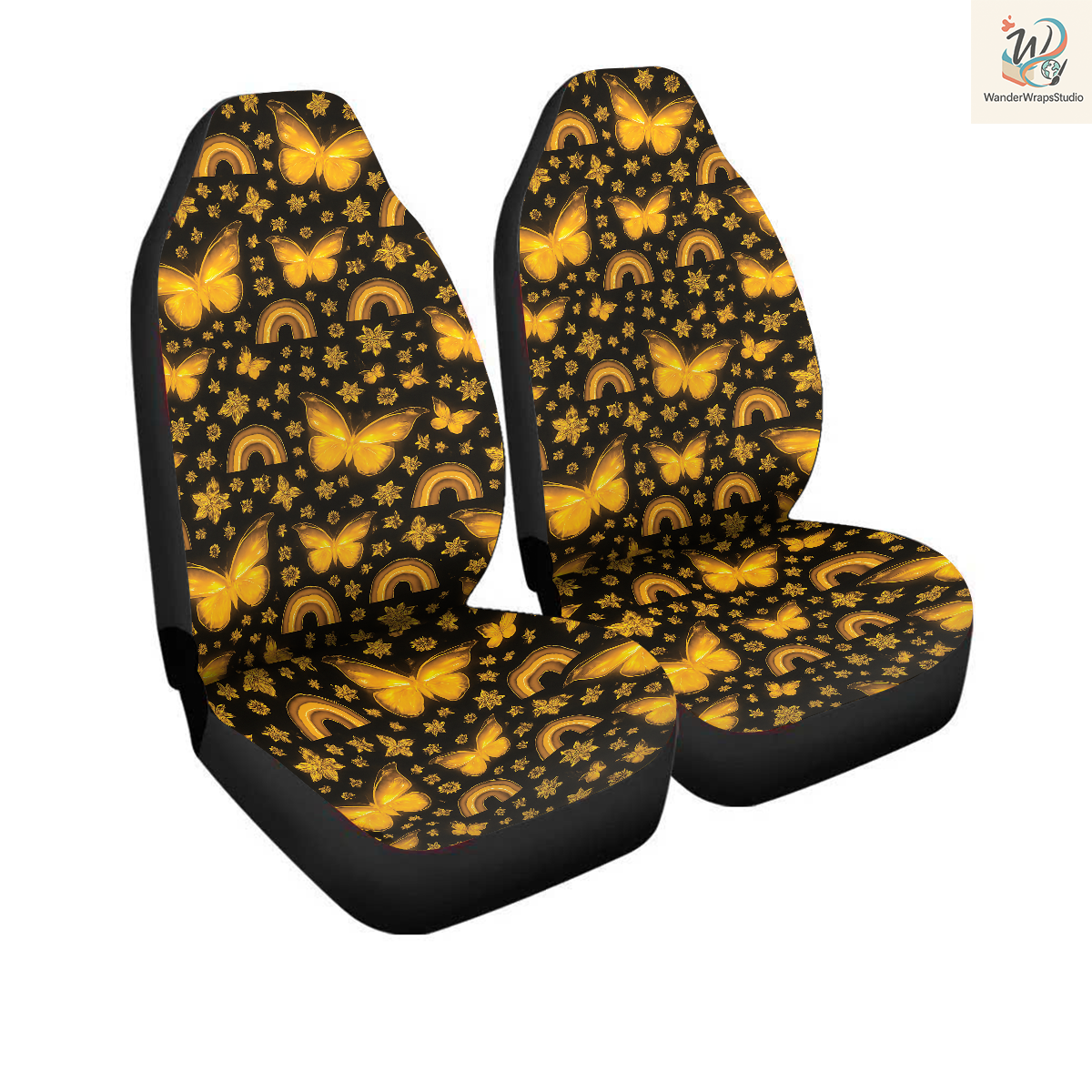 Glowing Butterfly Car Seat Covers – High Quality Graphic and Polar Fleece Protector Set