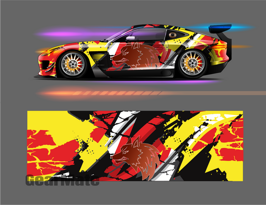 Race Car Livery Wrap Design: Lone Wolf Editable Colors (EPS, PDF Format Digital Download)