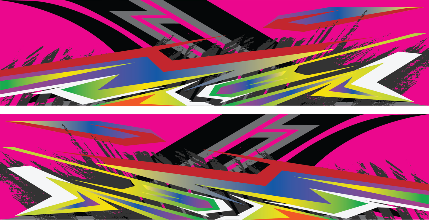 Pink Mix Rocker Panel Graphic Decal Kit (Left & Right Sides) - High Quality Vinyl for Trucks & SUVs