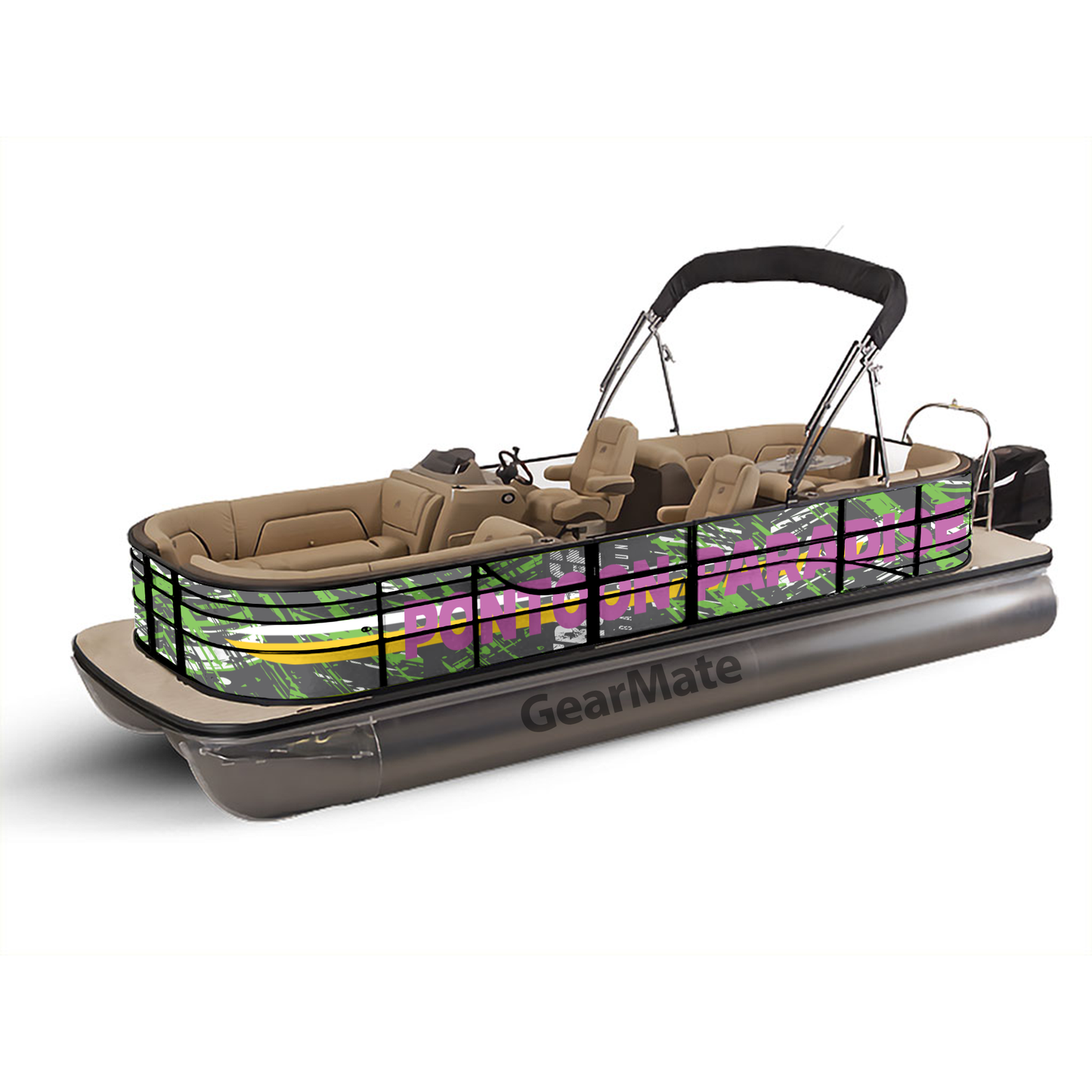 Pontoon Paradise Boat Wrap Decal (Left and Right Sides) – Custom Vinyl Graphic Kit | Durable, Weatherproof, DIY Install