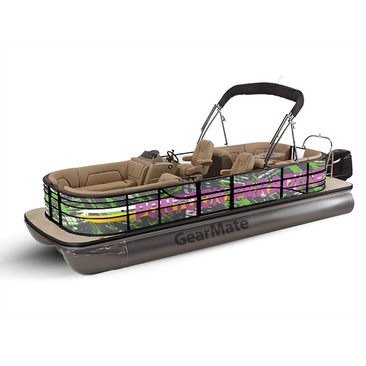 Pontoon Paradise Boat Wrap Decal (Left and Right Sides) – Custom Vinyl Graphic Kit | Durable, Weatherproof, DIY Install